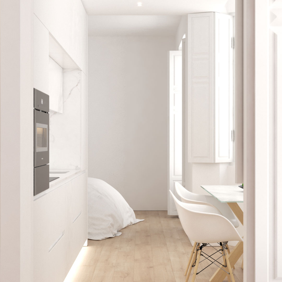 Interior moderno con diseño optimizado para techos bajos